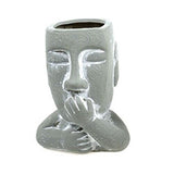 3Pc Easter Island Heads Statue Terracotta Garden Plant Pot Ornament