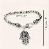 Vintage Style Fatima Hand Palm Alloy Twisted Chain Bracelet Jewellery Gifts
