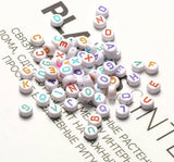 350pc White Flat Round Acrylic Alphabet Beads Cubes White/Col Letters Kids Jewel