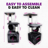 Cat Scratching Tree & Playhouse Toy House Furniture Multi Level 35x35x92cm