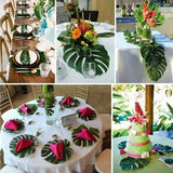 12x Large Tropical Hawaiian Artificial Palm Monstera Leaves Party Fake Luau Deco