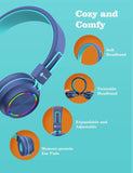 Headphones Colorful LED Lights Kids Wireless Headphones with MIC BTH03 Blue