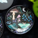 Dark Forest Print Round Ceramic Trinket Dish Plate Jewelry Holder Gift