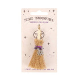 Peace Broomstick Amethyst Car Charm Wicca Cleanse Broom - 9cm