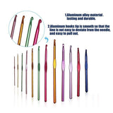 12 Size Multi Coloured Aluminium Crochet Hooks Yarn Knitting Needles 2-8mm Set