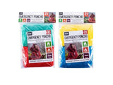 2PK Emergency Poncho Disposable Waterproof Rain Rainwear Multicolour Assorted
