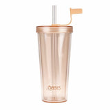 Oasis Smoothie Tumbler w/ Straw Double Wall Drink Cup BPA Free 520ml - Peach