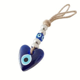 1pc HeartShaped Glass Blue Eyes Turkish Style Demon Eyes Pendant Home Protection