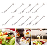 10pcs Appetizer Dessert Forks Stainless Steel Mini Salad Fruit Cake Cocktail