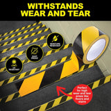 2PCE Hazard Tape High Visibility Durable Safety Handy Hardware 30m x 48mm