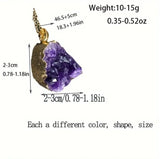 Gold Plated Amethyst Crystal Pendant Necklace Jewelry Gold