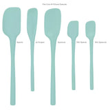 5 Piece Set Silicone Spatula Spoon Spoonula Tovolo Flex Core - Light Aqua