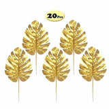 20Pcs Tropical Hawaiian Artificial Palm Monstera Leaves Party Luau Gold 39cm