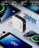 Power Bank Wireless 10000Mah 20W Powerbank Built-In Cable 4In1 Portable Mag Safe