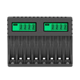 8 Slot Smart Battery Charger for AA/AAA Rechargeable Batteries LCD Display