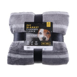 Pet Blanket Flannel Fleece Grey Soft Plush Highly Breathable Dog - 130cm x 160cm