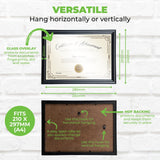 4PCE Document & Certificate Frame A4 Matte Black Bevel Edges Home Master