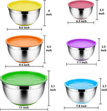 6 Pcs Mixing Bowls with Lids Stainless Steel Mixing Bowls Colorful Non-Slip