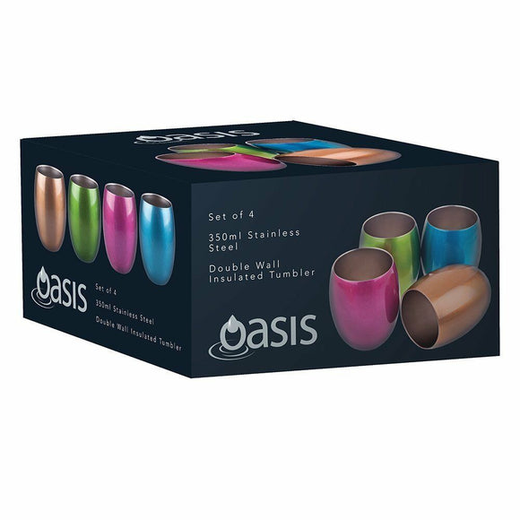 Oasis Double Wall Insulated Tumblers 350Ml - Set Of 4