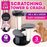 Cat Scratching Tower & Cradle Toy House Furniture Multi Level 40x40x65cm
