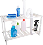 Expandable Under Sink Organiser D.Line White  2 Tier Kitchen Drawer Cabinet
