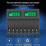 8 Slot Smart Battery Charger for AA/AAA Rechargeable Batteries LCD Display