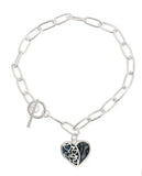 Elegant Bracelet Equilibrium Paua Shell Stylish Ideal Gift - Heart Silver