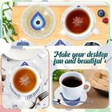 8pcs Diamond Art Coasters with Holder Set Blue Evil Eye DIY Diamond Painted Home