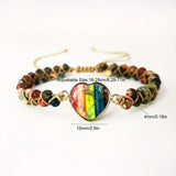 Multicolored Love Hand String Braided Wrap Bracelet Adjustable Heart-Shaped