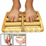 LARGE Wooden Foot Pain Massager 5 Roller Care Reflexology Relax Stress Relief
