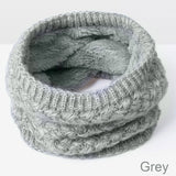 Scarf Solid Color Plush Knitted Scarf Wool Collar Cotton Neck Warmer Grey