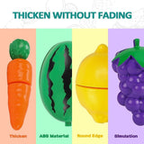 Cutting Play Food Toys for Kids Kitchen Role Play Toys with Basket Educational