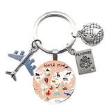 1pc Globe Travel Airplane Passport Design Keychain Keyring Gift Decorative Rose