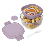 Bentgo All-In-One Glass Salad Container To Go Dressing Lunch Box Set Lavender