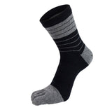 2 Pairs Mens Cotton Athletic Running Sports Socks Finger Toe Socks - BlackGrey