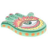 Clay Incense Holder Hamsa Hand Green 13cm Yoga Meditation Protection