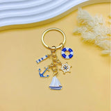 1pc Style Sailboat Boat Anchor Design Keychain Keyring Gift Decorative