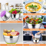 6 Pcs Mixing Bowls with Lids Stainless Steel Mixing Bowls Colorful Non-Slip