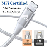 USB C to Lightning Cable 0.3M 2Pack Short iPhone Charger Cable Apple MFi iPhone