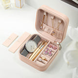 Mini Small Portable Travel Jewelry Organiser Box with Zipper Storage Case - PINK