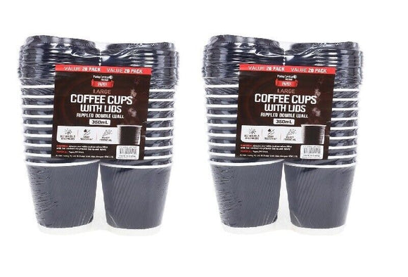40pcs Cofee Cups With Lids  Paper Cup Drinkware Coffee Rippled Takeaway - 230ml
