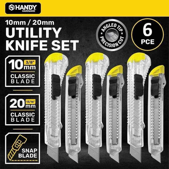 6pk Utility Knives Set Clear Craft Box Cutters Snap Off Retractable Blade Tools