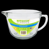 Kitchen Classics Glass Batter Bowl 2L Tempered  Mix Mixing Jug Handle Pour