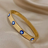 Stylish Gold Plated Evil Eye Bracelet Stainless Steel Wrist Jewellery Gift