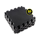 20PCE Floor Mats EVA Square Interlocking Durable High Density - 29cm Black