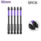 5pcs D1 Anti-Slip And Shock-Proof Bits Screwdriver High Hardness Magnetic 90mm