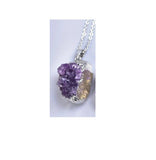 Silver Plated Amethyst Crystal Pendant Necklace Jewelry Silvery