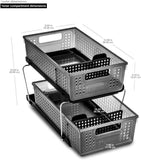 2 Tier Plastic Multipurpose Organizer with Divided Slide-Out Storage Bins Carbon