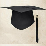 Graduation Hat Unisex Decorative Polyester Adult Graduation Tassel Cap for Bachelor Black