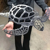 Metal Sea Turtle Hanging Ornament Beach Theme Decor Wall Art Ocean Lover Silvery